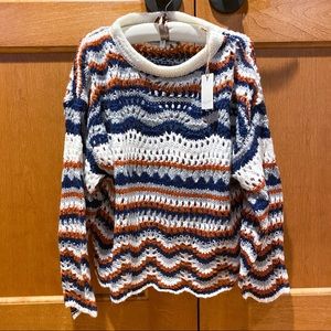Striped Oversized Navy, Orange, Cream Sweater